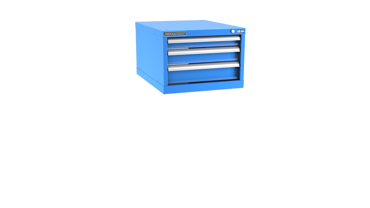 Champion Tool Storage NW600-0301-ILC-BB 3-Drawer Standard Depth Modular Cabinet NW0301 | 22-3/16"W x 15-3/4"H x 28-1/2"D, Bright Blue