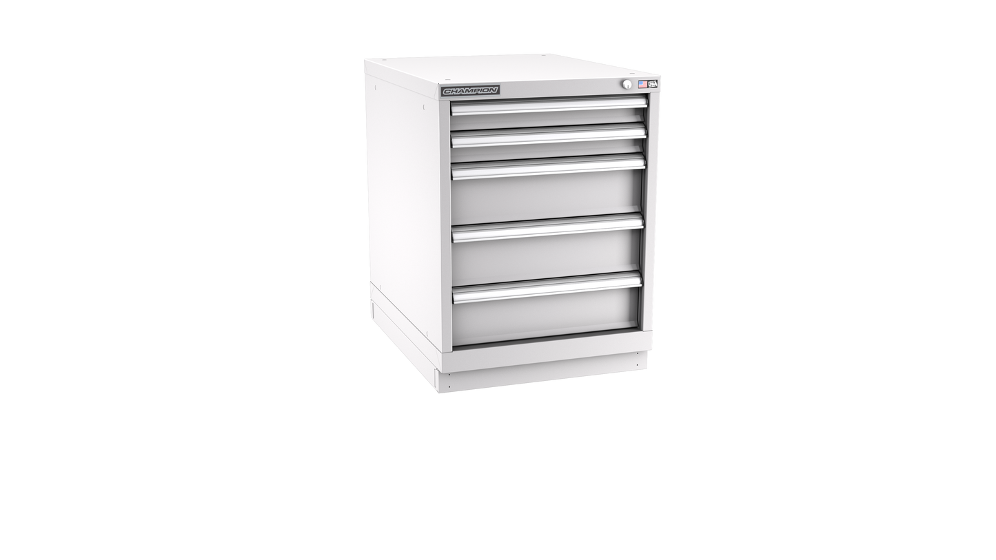 Champion Tool Storage NWS1200-0501-ILC-FTB-LG 5-Drawer Shallow Depth Modular Cabinet NWS0501 | 22-3/16"W x 29-7/8"H x 22-1/2"D, Light Gray