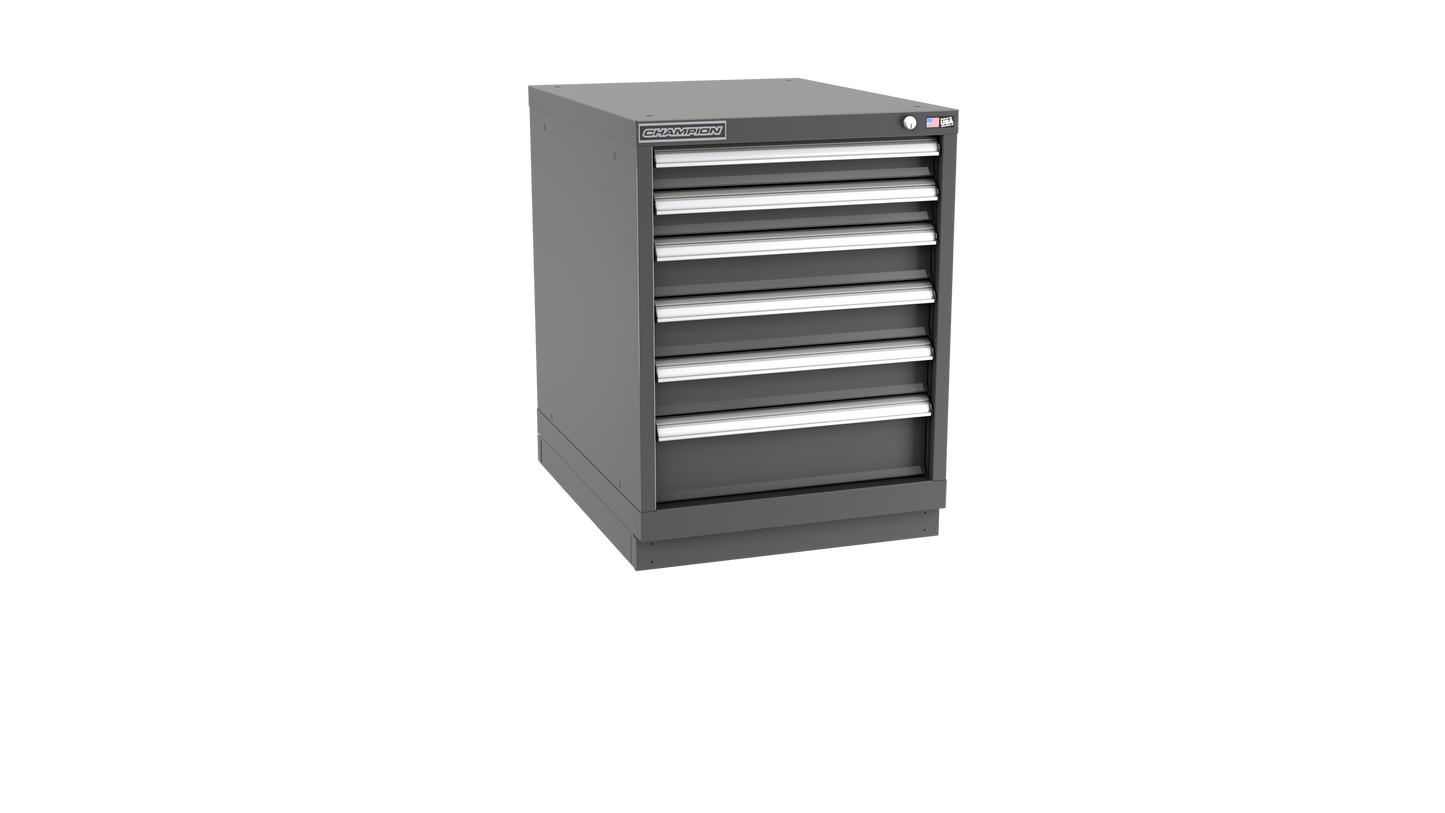 Champion Tool Storage NWS1200-0601-ILC-FTB-DG 6-Drawer Shallow Depth Modular Cabinet NWS0601 | 22-3/16"W x 29-7/8"H x 22-1/2"D, Dark Gray