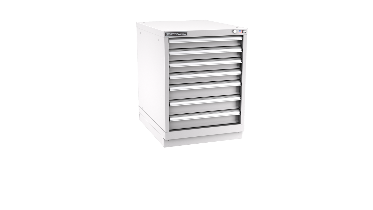 Champion Tool Storage NWS1200-0701-ILC-FTB-LG 7-Drawer Shallow Depth Modular Cabinet NWS0701 | 22-3/16"W x 29-7/8"H x 22-1/2"D, Light Gray