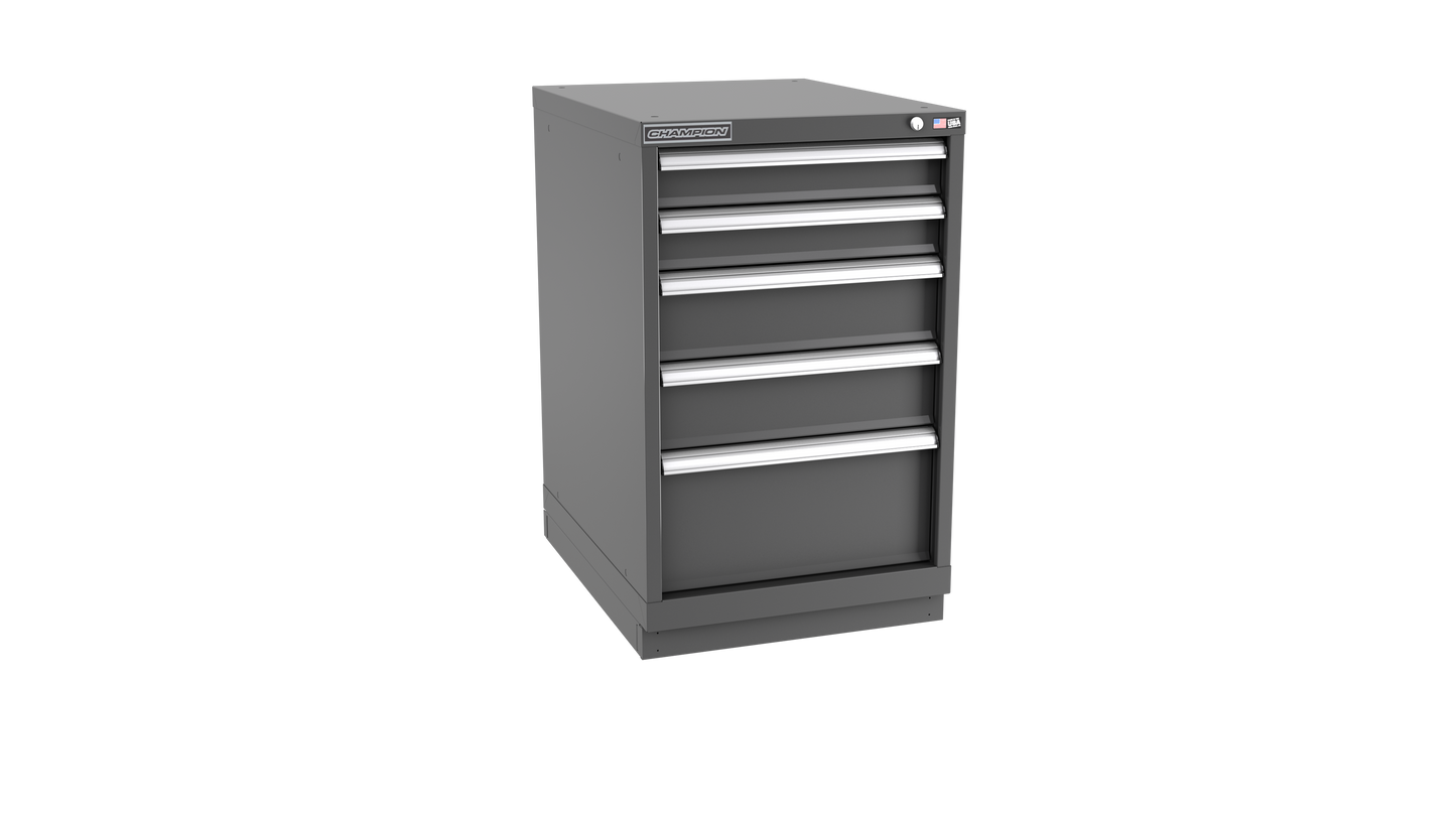 Champion Tool Storage NWS1500-0501-ILC-FTB-DG 5-Drawer Shallow Depth Modular Cabinet NWS0501 | 22-3/16"W x 35-7/8"H x 22-1/2"D, Dark Gray