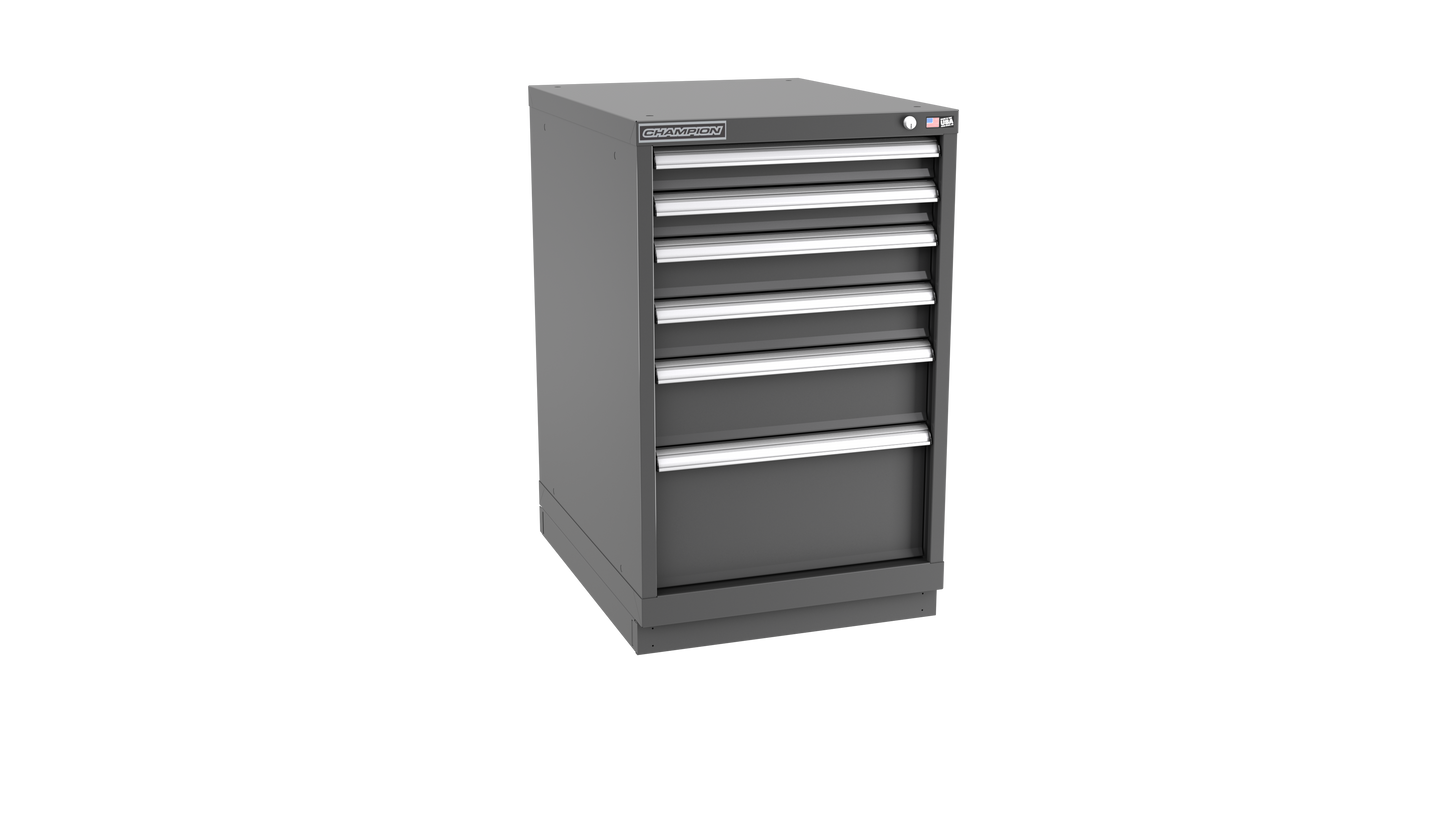 Champion Tool Storage NWS1500-0601-ILC-FTB-DG 6-Drawer Shallow Depth Modular Cabinet NWS0601 | 22-3/16"W x 35-7/8"H x 22-1/2"D, Dark Gray