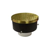 Jones Stephens C33223 2" Adjustable PVC Cleanout for Plastic Pipe with 5-1/2" Polished Brass Cover with Ring - Height 3-1/8" - 4-1/8"