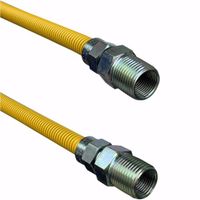 Jones Stephens G70135 3/8" OD (1/4" ID) X 48" Long, 1/2" Male Pipe Thread X 1/2" Male Pipe Thread, Yellow Coated Corrugated Stainless Steel Gas Connector