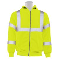 Delta Plus WEL62988LB2X W375B Type R, Class 3 Zip Front Hoodie Sweatshirt with Black Bottom, Hi Viz Lime, 2X