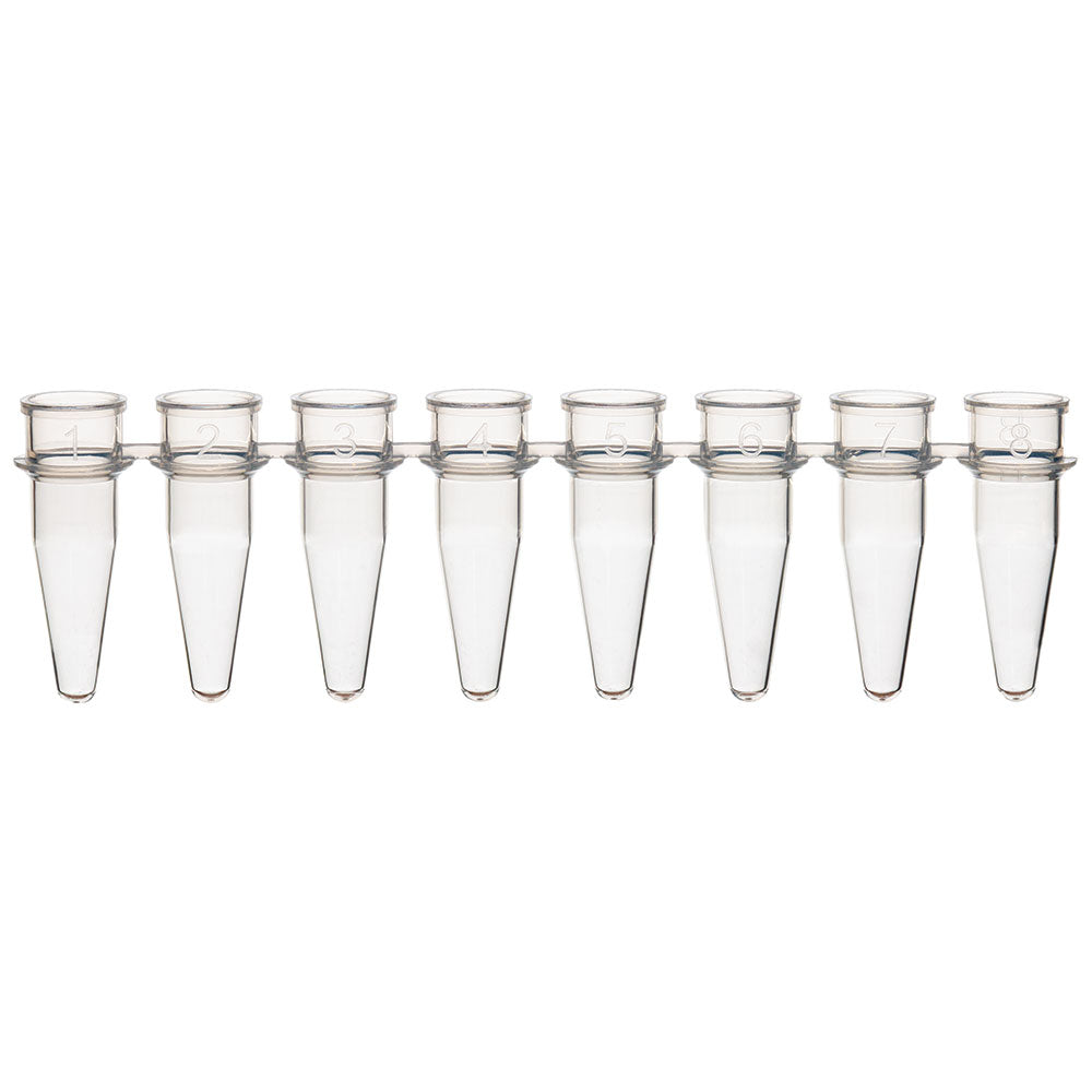 Globe Scientific PCR-02S 0.2mL 8-Strip Tubes No Caps Natural