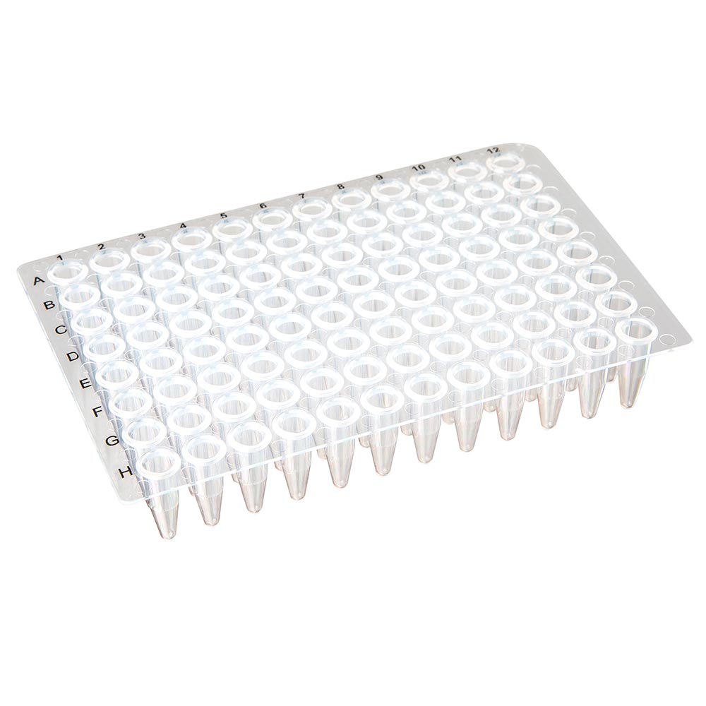 Globe Scientific PCR-NS-02 0.2mL 96-Well PCR Plate No Skirt Flat Top Clear