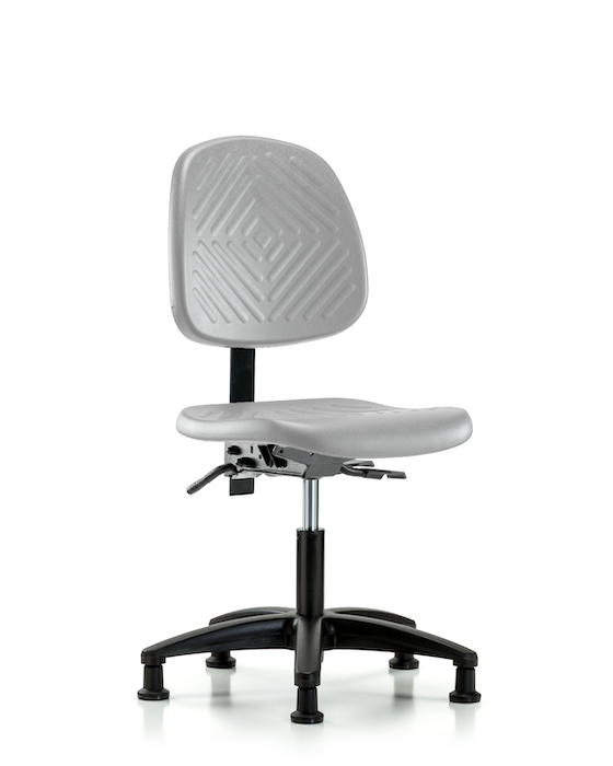 Blue Ridge Ergonomics PDHCH-MB-RG-T1-A0-RG-GRY Polyurethane Chair - Desk Height with Medium Back, Seat Tilt, & Stationary Glides in Gray Polyurethane