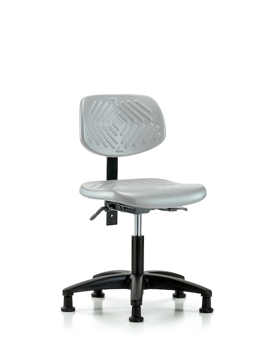 Blue Ridge Ergonomics PDHCH-RG-T0-A0-RG-GRY Polyurethane Chair - Desk Height with Stationary Glides in Gray Polyurethane