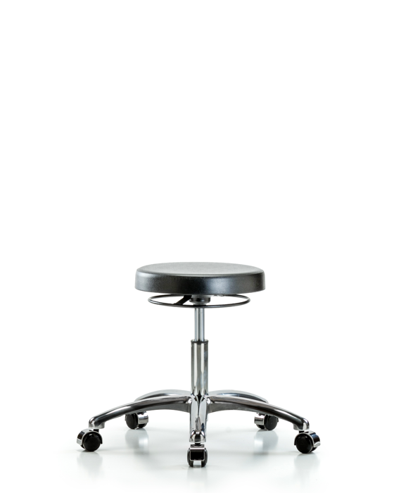 Blue Ridge Ergonomics PDHSO-CR-CC Polyurethane Stool Chrome - Desk Height with Casters