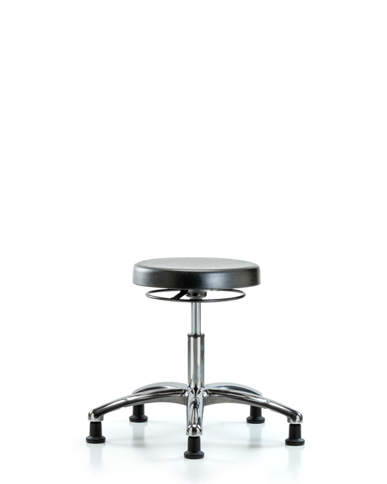 Blue Ridge Ergonomics PDHSO-CR-RG Polyurethane Stool Chrome - Desk Height with Stationary Glides