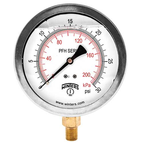 Winters Instruments PFH808R1 Pfh Hydraulic Stainless Steel Liquid Filled Pressure Gauge
