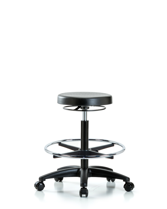Blue Ridge Ergonomics PHBSO-RG-CF-RC Polyurethane Stool - High Bench Height with Chrome Foot Ring & Casters