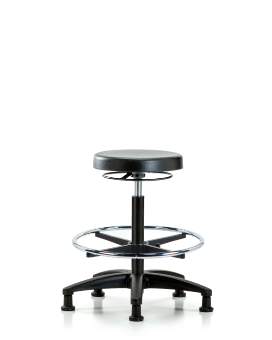Blue Ridge Ergonomics PHBSO-RG-CF-RG Polyurethane Stool - High Bench Height with Chrome Foot Ring & Stationary Glides