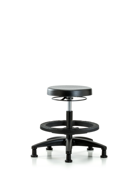 Blue Ridge Ergonomics PMBSO-RG-BF-RG Polyurethane Stool - Medium Bench Height with Black Foot Ring & Stationary Glides