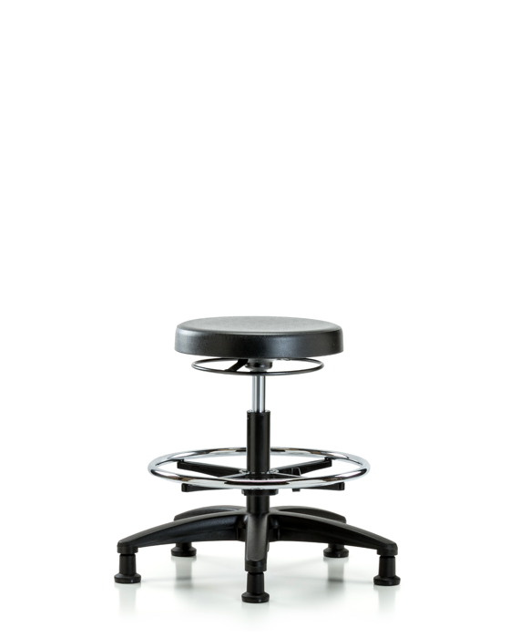 Blue Ridge Ergonomics PMBSO-RG-CF-RG Polyurethane Stool - Medium Bench Height with Chrome Foot Ring & Stationary Glides