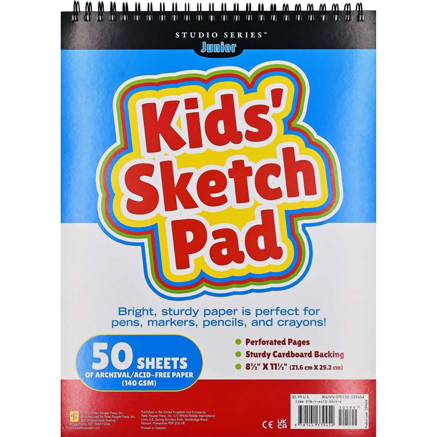 Paradise Clay PPP087 Kids' Sketch Pad (50 perforated sheets of high quality paper. Acid-free) - Book