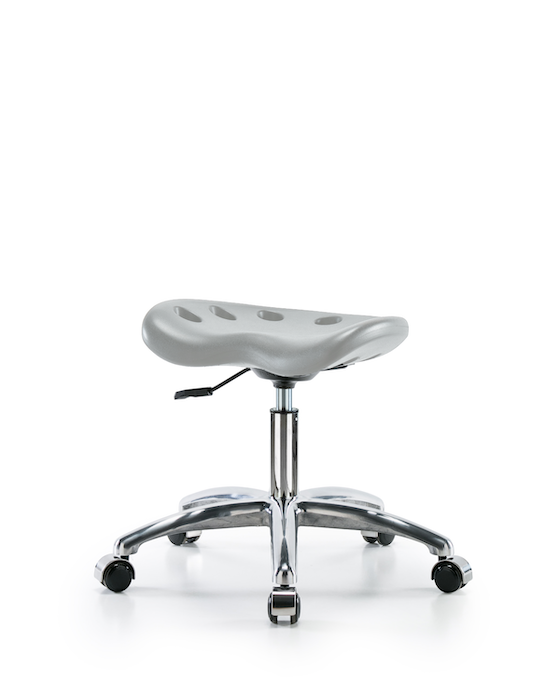 Blue Ridge Ergonomics PTDHSL-CR-CC-GRY Polyurethane Tractor Stool Chrome - Desk Height with Chrome Casters in Gray Polyurethane