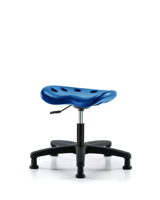 Blue Ridge Ergonomics PTDHSL-RG-RG-BLU Polyurethane Tractor Stool - Desk Height with Stationary Glides in Blue Polyurethane