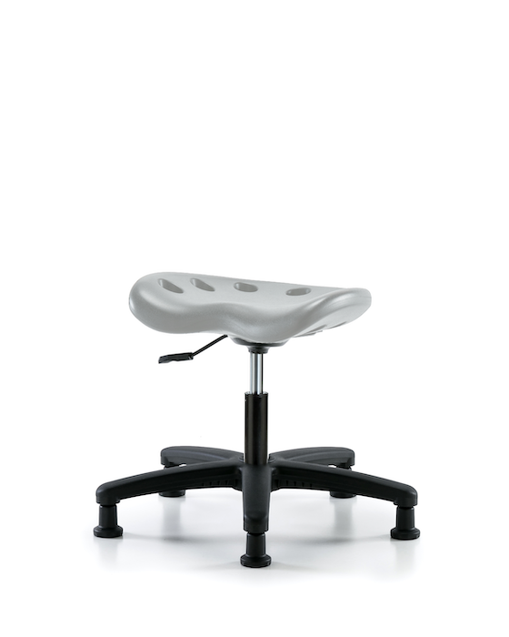Blue Ridge Ergonomics PTDHSL-RG-RG-GRY Polyurethane Tractor Stool - Desk Height with Stationary Glides in Gray Polyurethane