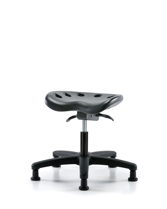 Blue Ridge Ergonomics PTDHSO-RG-RG-BLK Polyurethane Tractor Sit-Stand Stool - Desk Height with Stationary Glides in Black Polyurethane