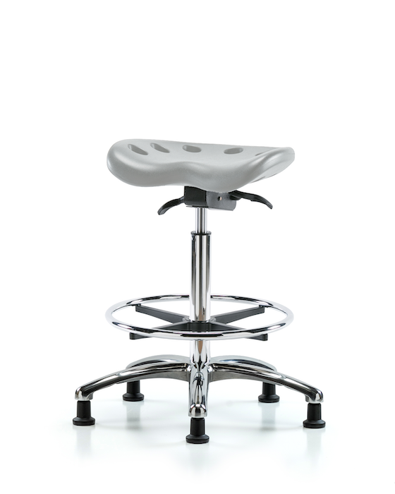 Blue Ridge Ergonomics PTHBST-CR-CF-RG-GRY Polyurethane Tractor Sit-Stand Chrome with Chrome Foot Ring in Gray Polyurethane