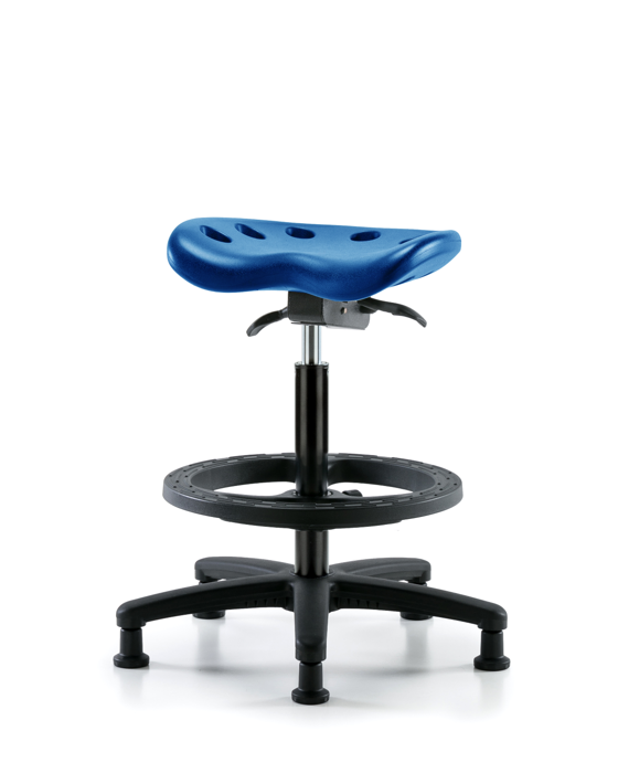 Blue Ridge Ergonomics PTHBST-RG-BF-RG-BLU Polyurethane Tractor Sit-Stand with Black Foot Ring in Blue Polyurethane