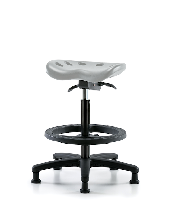 Blue Ridge Ergonomics PTHBST-RG-BF-RG-GRY Polyurethane Tractor Sit-Stand with Black Foot Ring in Gray Polyurethane