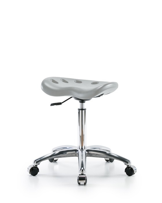 Blue Ridge Ergonomics PTMBSL-CR-NF-CC-GRY Polyurethane Tractor Stool Chrome - Medium Bench Height with Chrome Casters in Gray Polyurethane