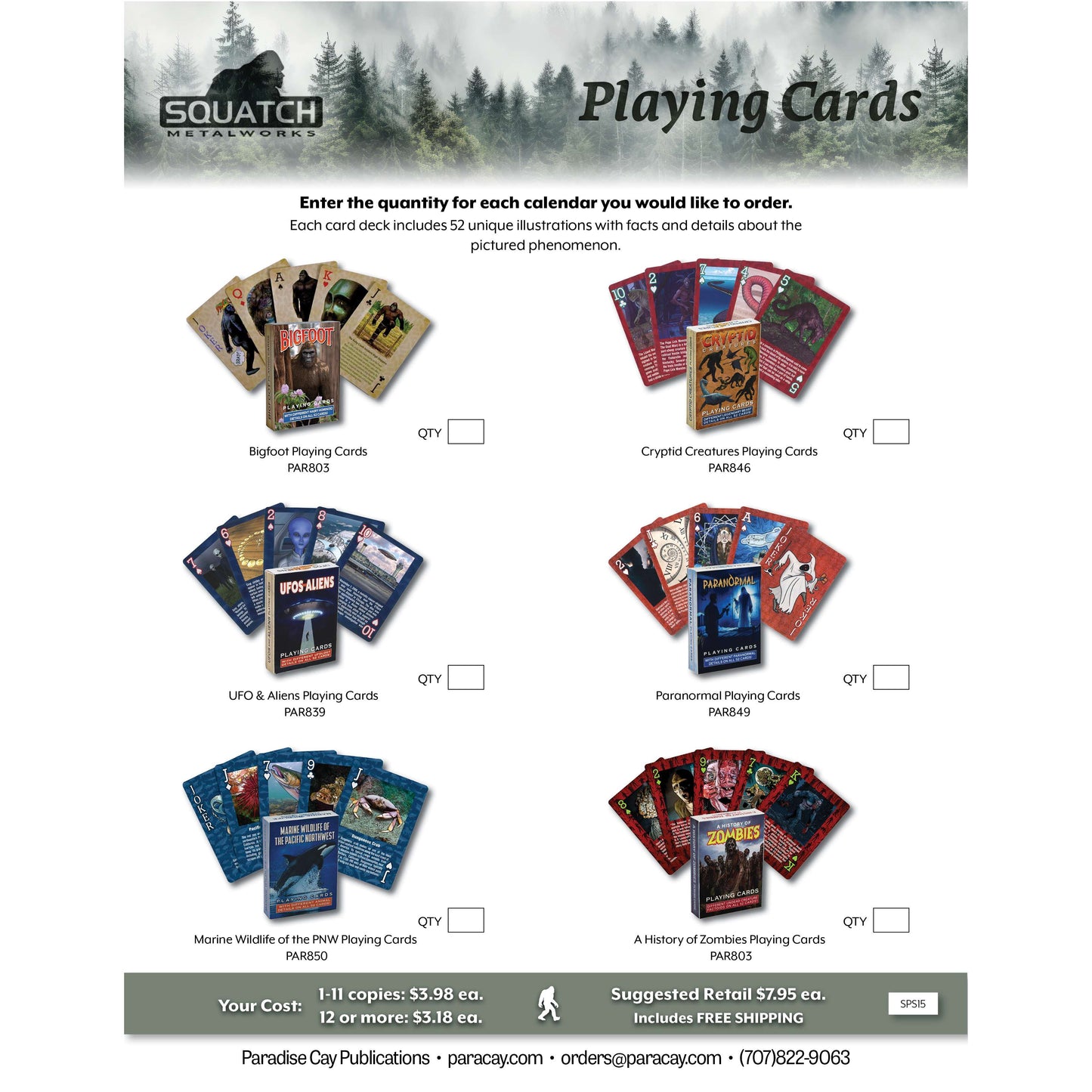Paradise Clay SPS15 Squatch Metalworks Package Deal - Playing Cards (WHOLESALE ONLY) SPS15