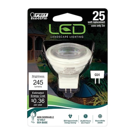 Feit Electric BPMR11/LED/CAN 4W (25W Replacement) Warm White (3000K) GU4 Base MR11 Reflector LED Light Bulb
