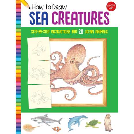 Paradise Clay QRT038 How to Draw Sea Creatures: Step-by-step instructions for 20 ocean animals - Book