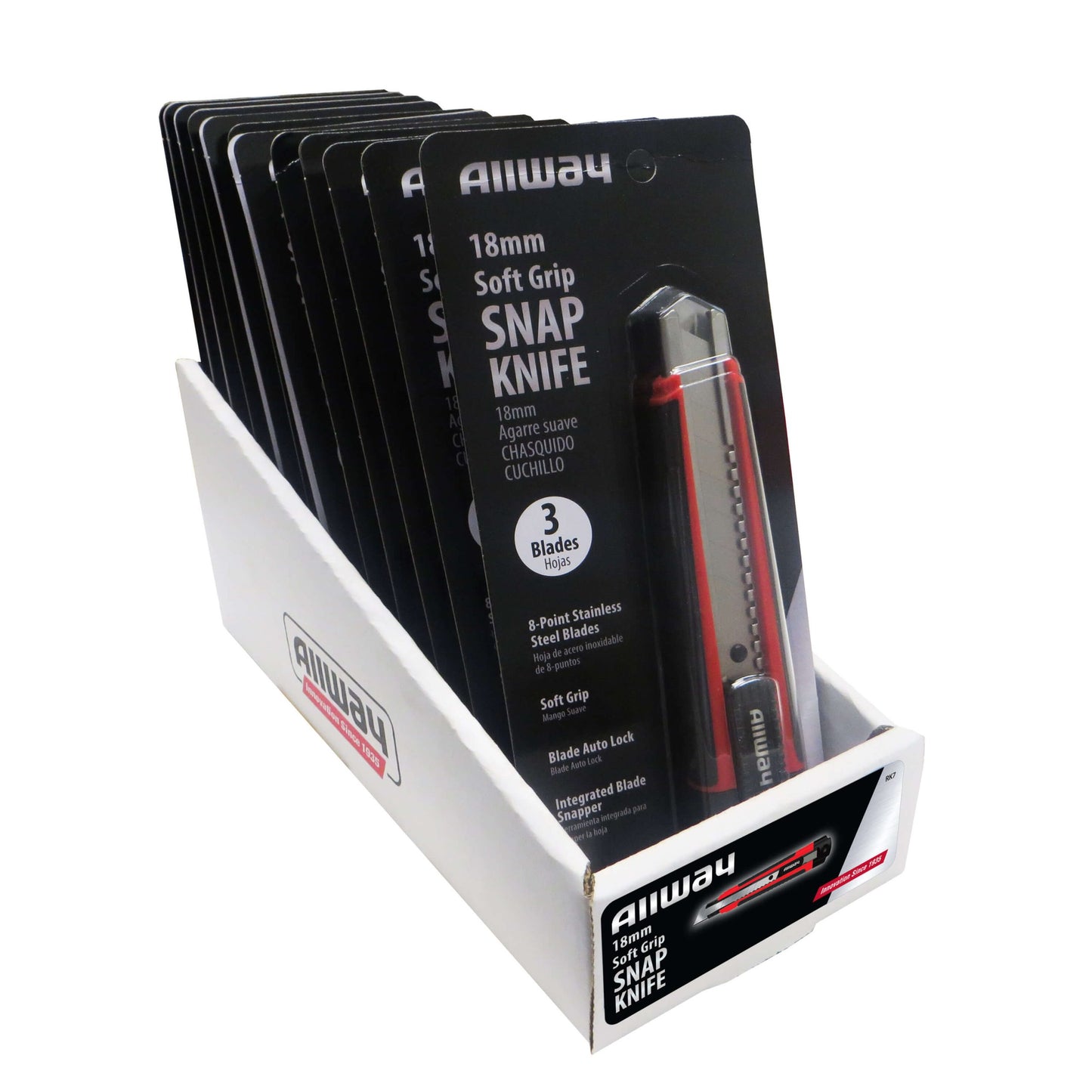 Allway RK7-DSP 17-Piece 18mm Snap-Off Knife Display