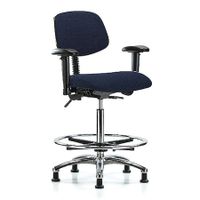 Blue Ridge Ergonomics FMBCH-MB-RG-T0-A0-NF-RG-F45 Rutledge Fabric Chair - Medium Bench Height with Medium Back & Stationary Glides in Navy Fabric