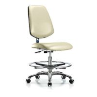 Blue Ridge Ergonomics VMBCH-RG-T0-A0-CF-RG-8822 Rutledge Vinyl Chair - Medium Bench Height with Chrome Foot Ring & Stationary Glides in Storm Supernova™ Vinyl