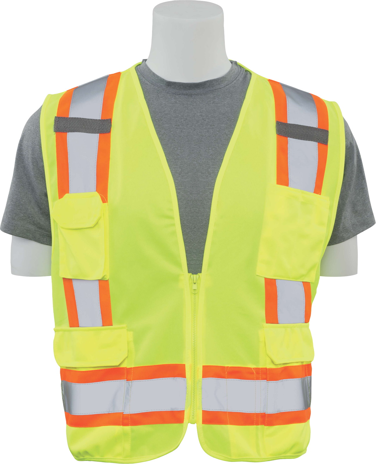 Delta Plus WEL62151HLMD S380 CL 2 Surveyor Vest, MD, Hi Viz Lime