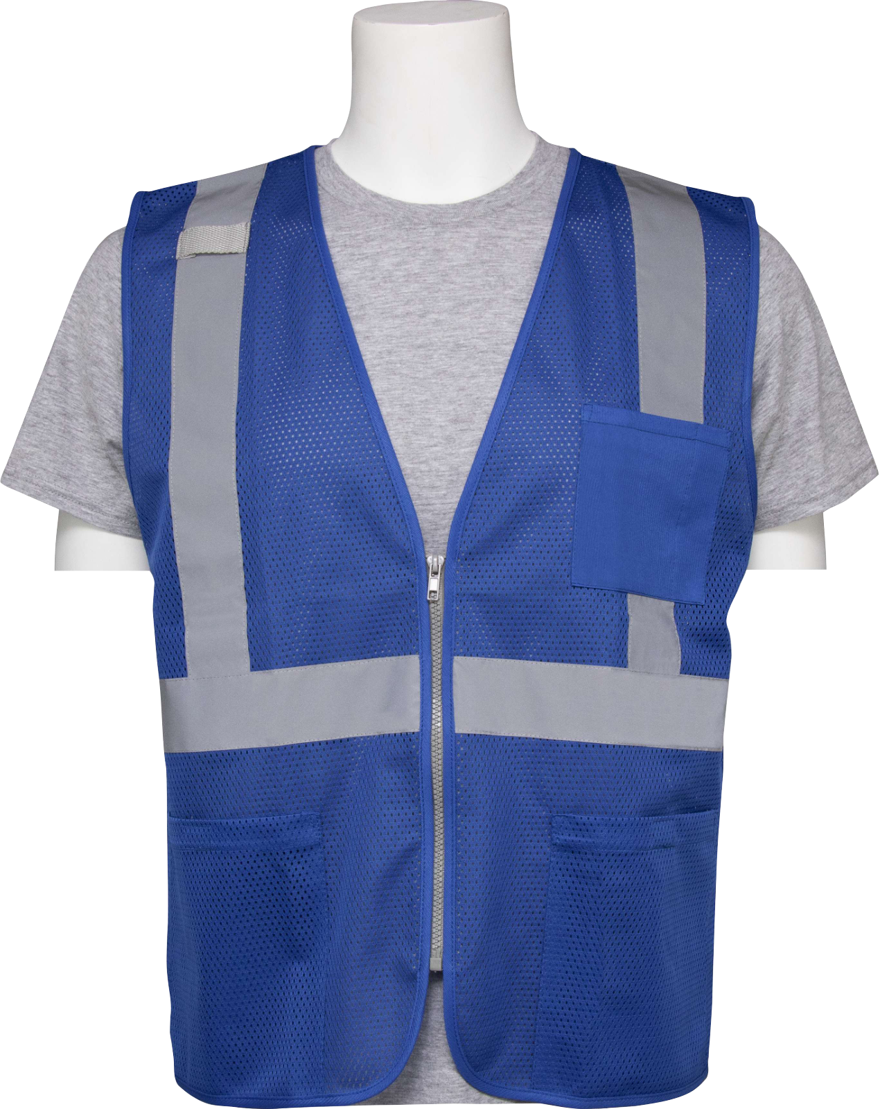 Delta Plus WEL63269RB4X S863P Non-ANSI Mesh Zip Front Safety Vest, Blue, 4X