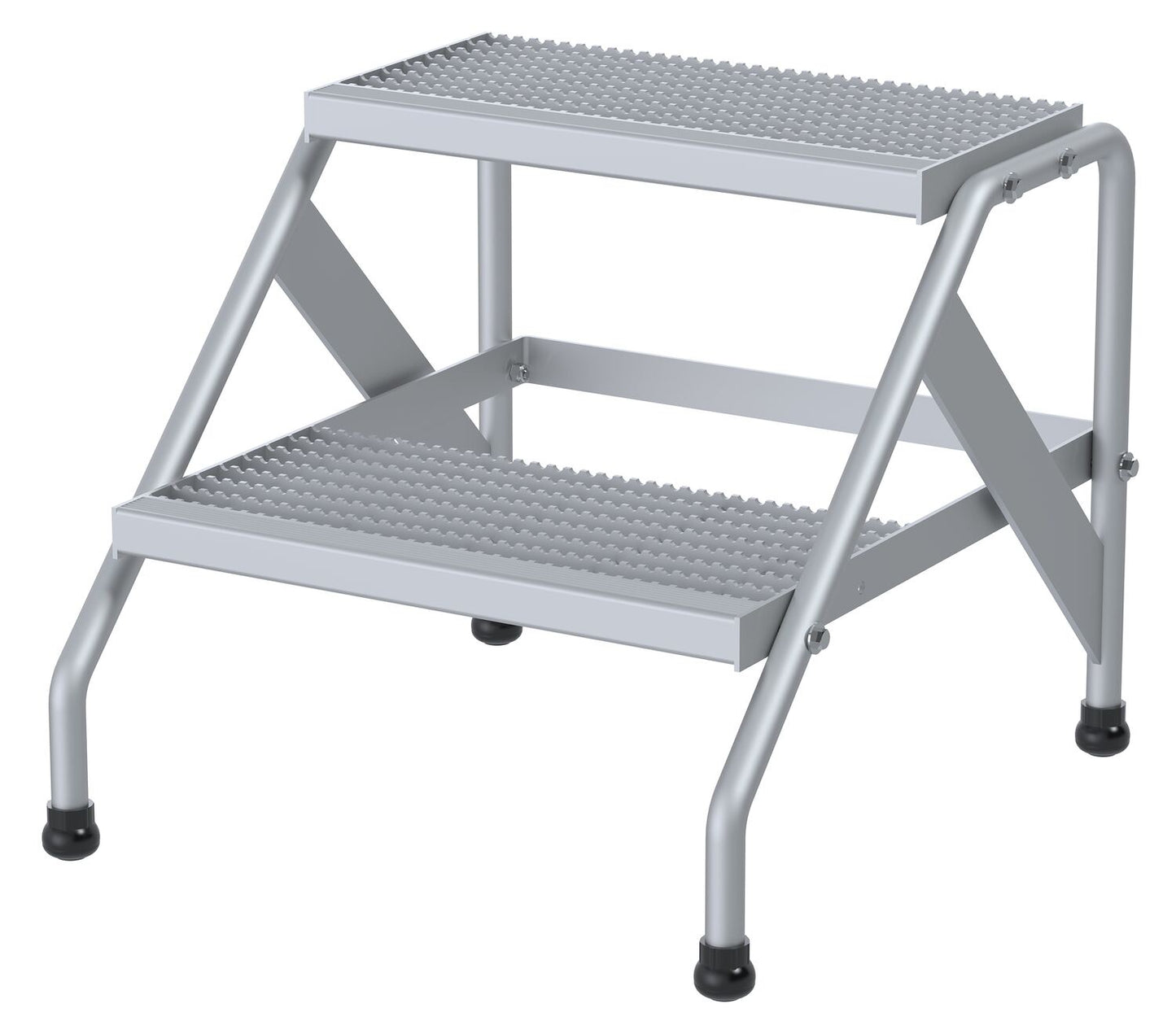 Vestil SSA-2-KD Aluminum Step Stand, 2 Step, Knock-Down, 2 Steps, 20 Overall Height, Aluminum, Silver