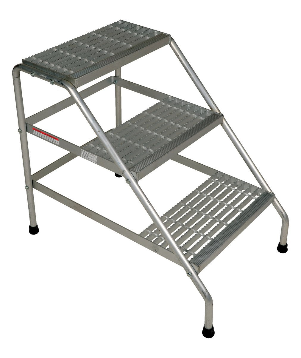 Vestil SSA-3-KD Step Stand, 3 Steps, 30 Overall Height, Aluminum, Silver
