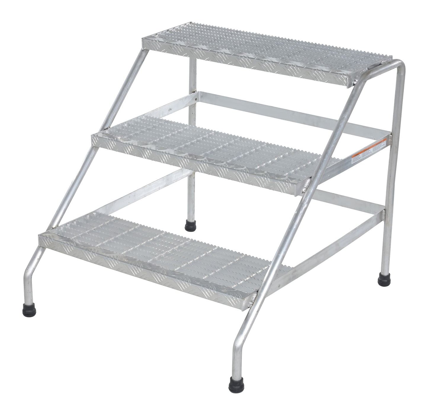 Vestil SSA-3W Aluminum Step Stand, 3 Step, Wide, Welded, 3 Steps, 30 Overall Height, Aluminum, Silver