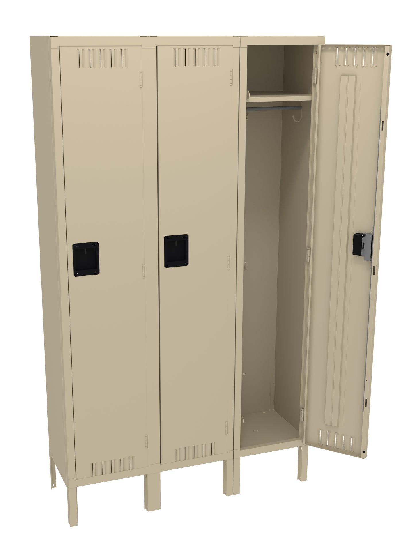Tennsco STS-151572-3 Single Tier Locker - Three Wide With Legs (Assembled)