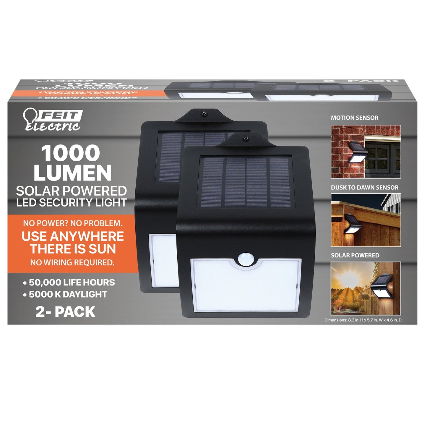 Feit Electric SV1000/2/RP 1000 Lumen Solar Powered LED Security light (2 Pack)
