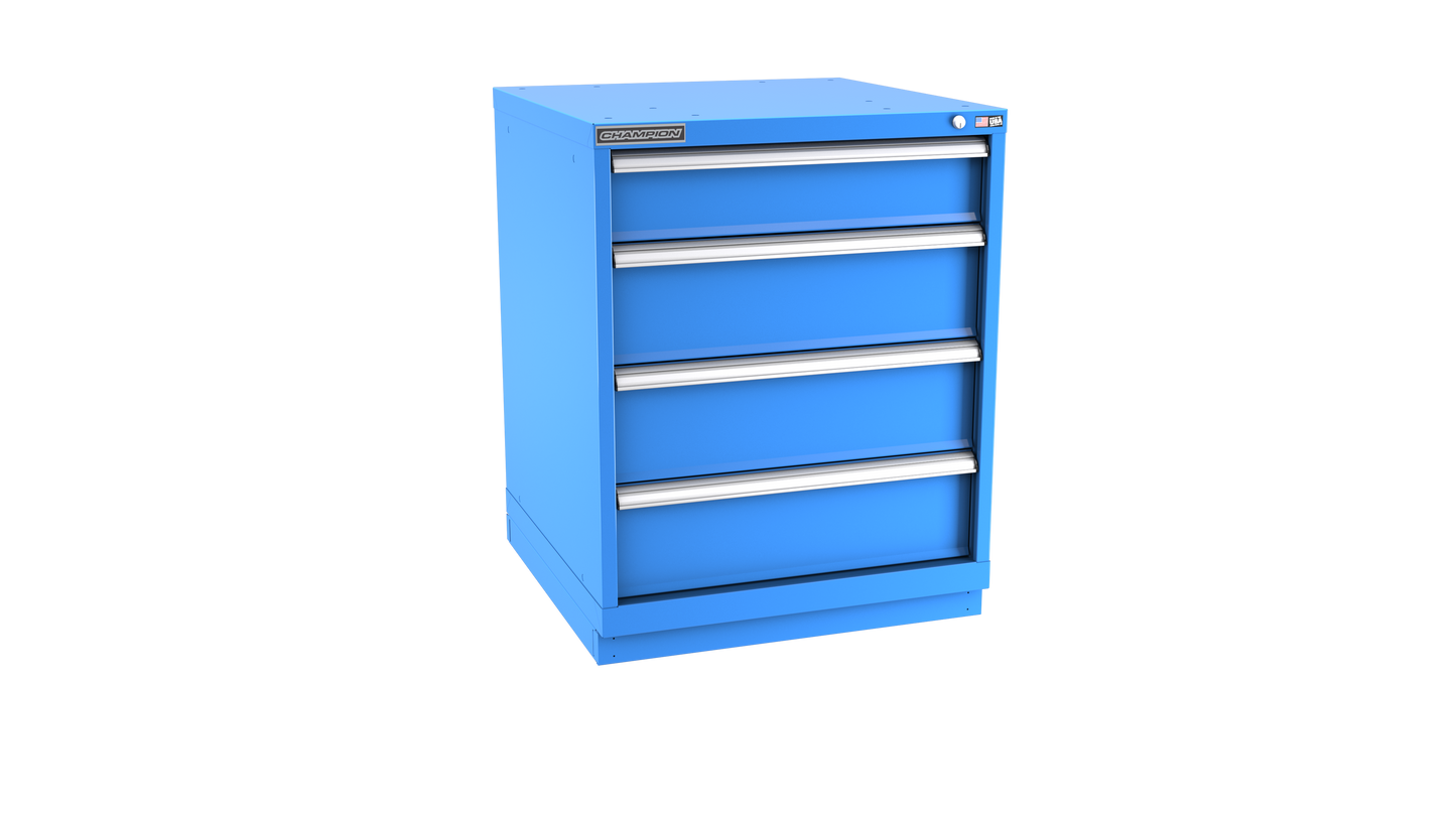 Champion Tool Storage SW1500-0401-ILC-FTB-BB 4-Drawer Standard Depth Modular Cabinet SW0401 | 28-1/4"W x 35-7/8"H x 28-1/2"D, Bright Blue