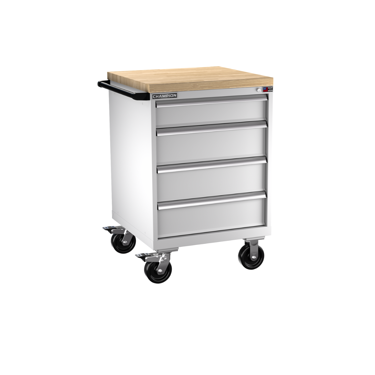 Champion Tool Storage SW1500-0401IL-MB8-BBT-LG 4-Drawer Standard Depth Mobile Modular Cabinet SW0401IL | 28-1/4"W x 43-1/4"H x 28-1/2"D, Light Gray