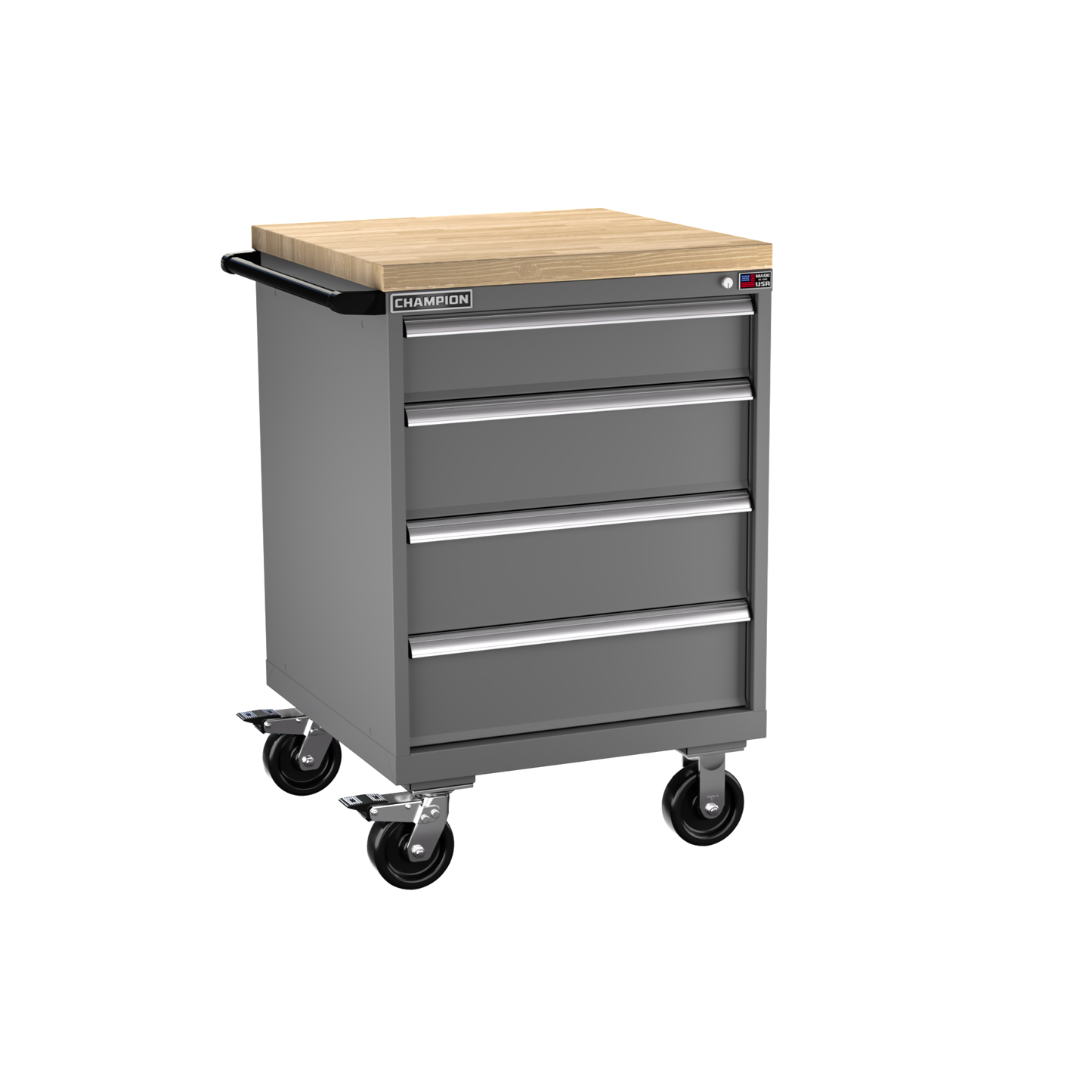 Champion Tool Storage SW1500-0401ILC-MB8-BBT-DG 4-Drawer Standard Depth Mobile Modular Cabinet SW0401ILC | 28-1/4"W x 43-1/4"H x 28-1/2"D, Dark Gray