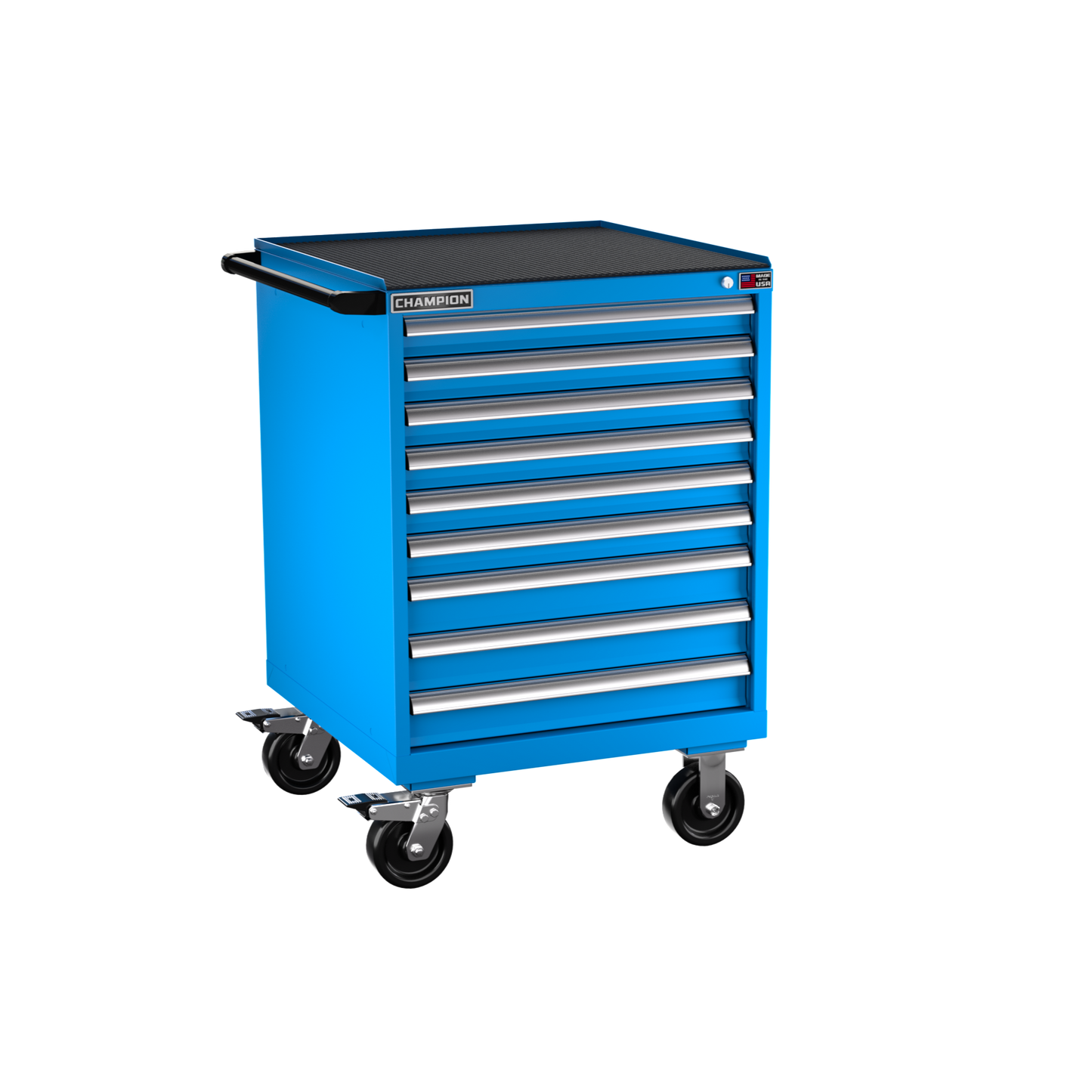 Champion Tool Storage SW1500-0901IL-MB8-RT-BB 9-Drawer Standard Depth Mobile Modular Cabinet SW0901IL | 28-1/4"W x 42-1/4"H x 28-1/2"D, Bright Blue