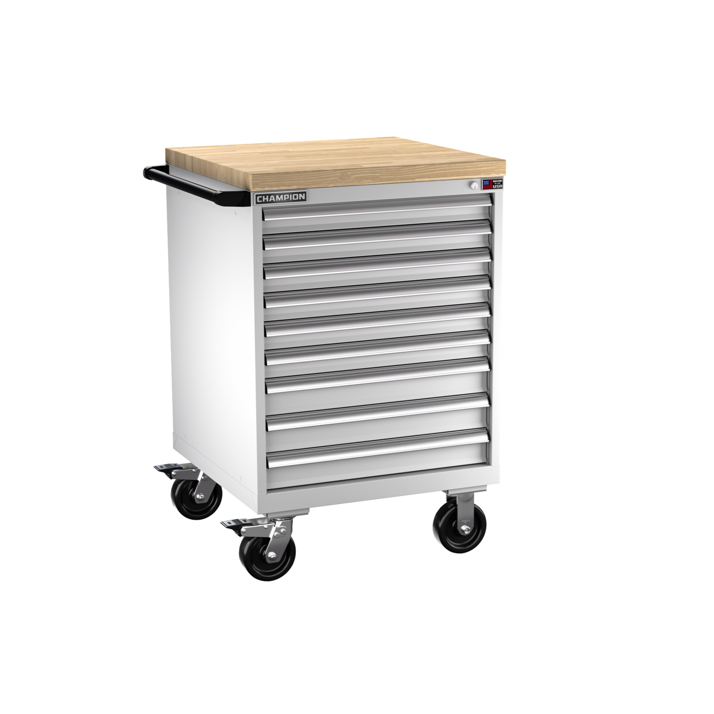 Champion Tool Storage SW1500-0901ILC-MB8-BBT-LG 9-Drawer Standard Depth Mobile Modular Cabinet SW0901ILC | 28-1/4"W x 43-1/4"H x 28-1/2"D, Light Gray