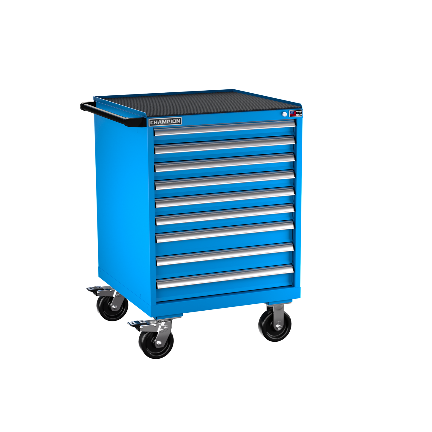 Champion Tool Storage SW1500-0901ILC-MB8-RT-BB 9-Drawer Standard Depth Mobile Modular Cabinet SW0901ILC | 28-1/4"W x 42-1/4"H x 28-1/2"D, Bright Blue