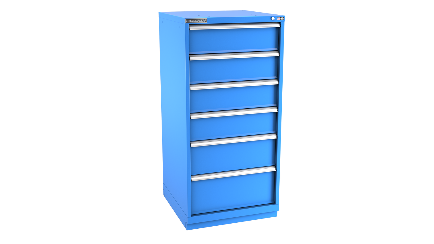 Champion Tool Storage SW2700-0601-ILC-FTB-BB 6-Drawer Standard Depth Modular Cabinet SW0601 | 28-1/4"W x 59-1/2"H x 28-1/2"D, Bright Blue