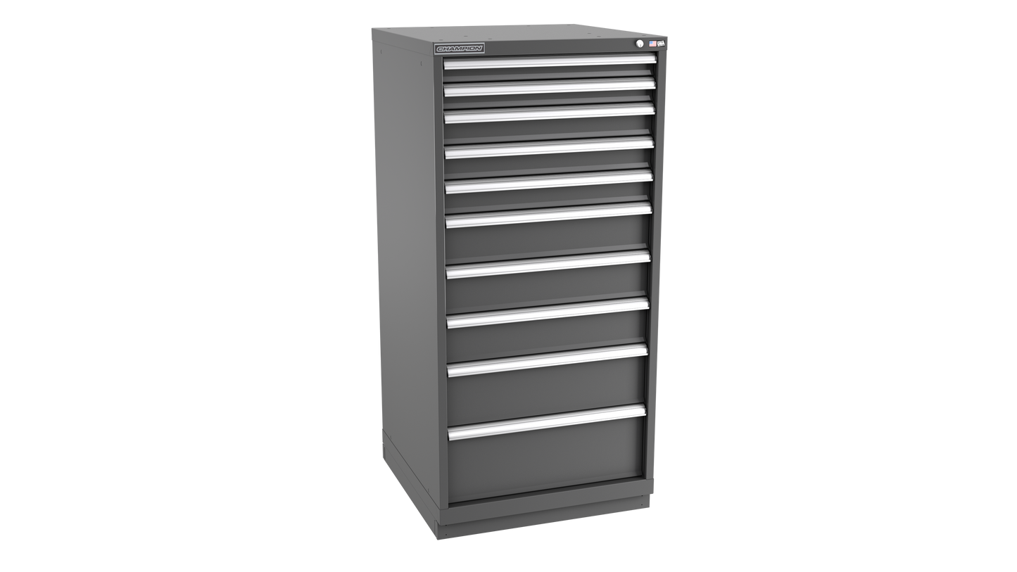Champion Tool Storage SW2700-1002-ILC-FTB-DG 10-Drawer Standard Depth Modular Cabinet SW1002 | 28-1/4"W x 59-1/2"H x 28-1/2"D, Dark Gray